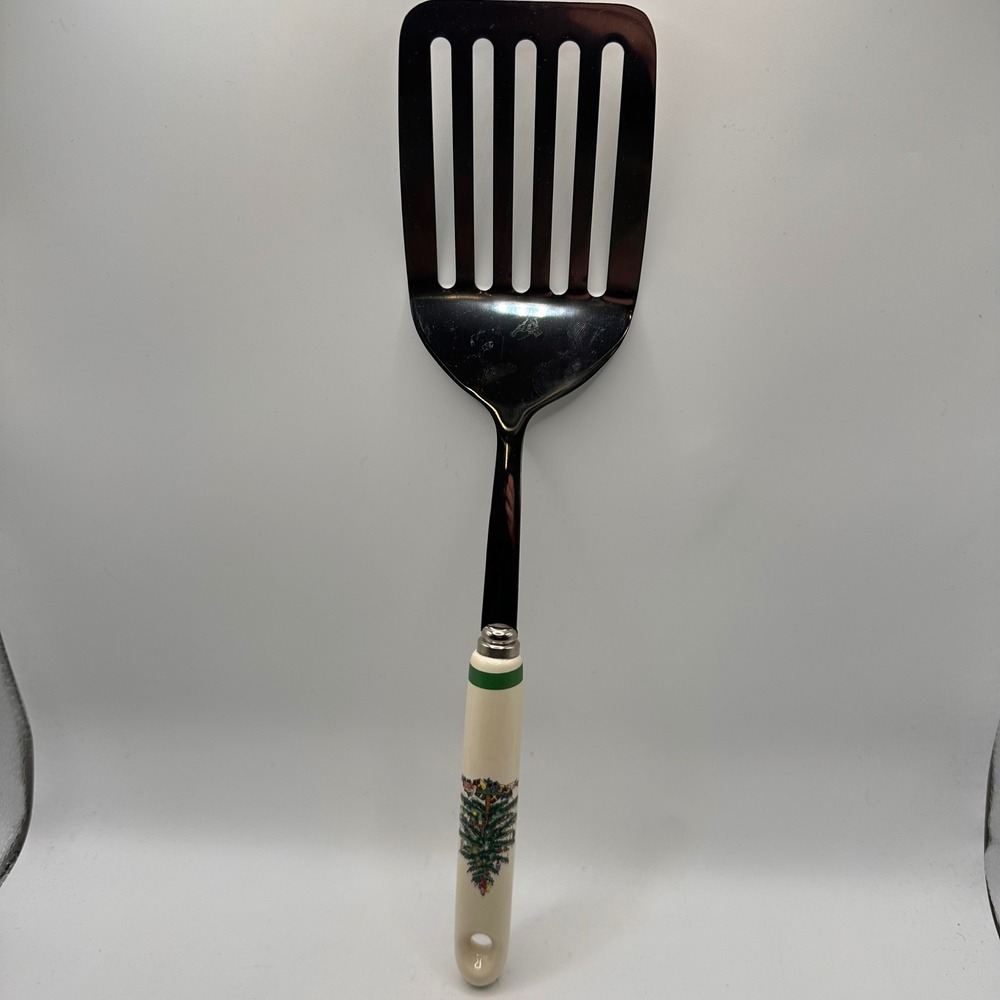 NEW! Spode Christmas Tree Stainless Steel Slotted Turner Spatula Ceramic 13"